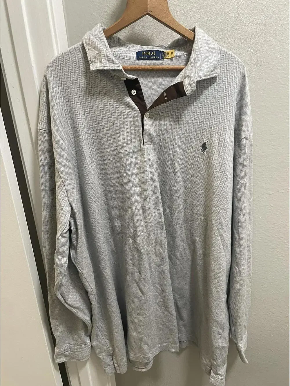 Polo Ralph Lauren Men’s L Gray 3XL Herringbone Long Sleeve